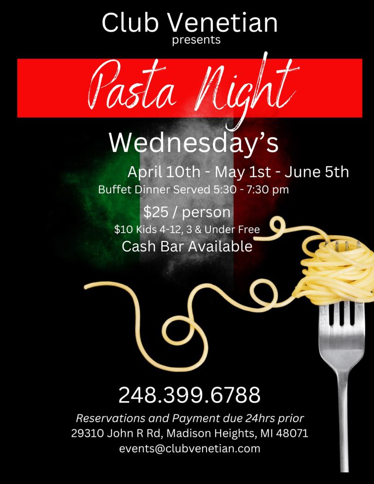 Pasta Nights at Club Venetian